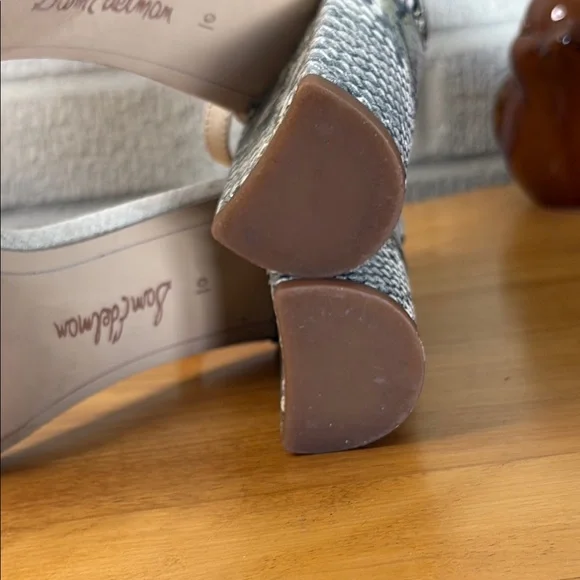 Sam Edelman YARO Snake Skin Cream Gray Chunky Heel Ankle Strap Sandal Women 10 - Picture 10 of 11